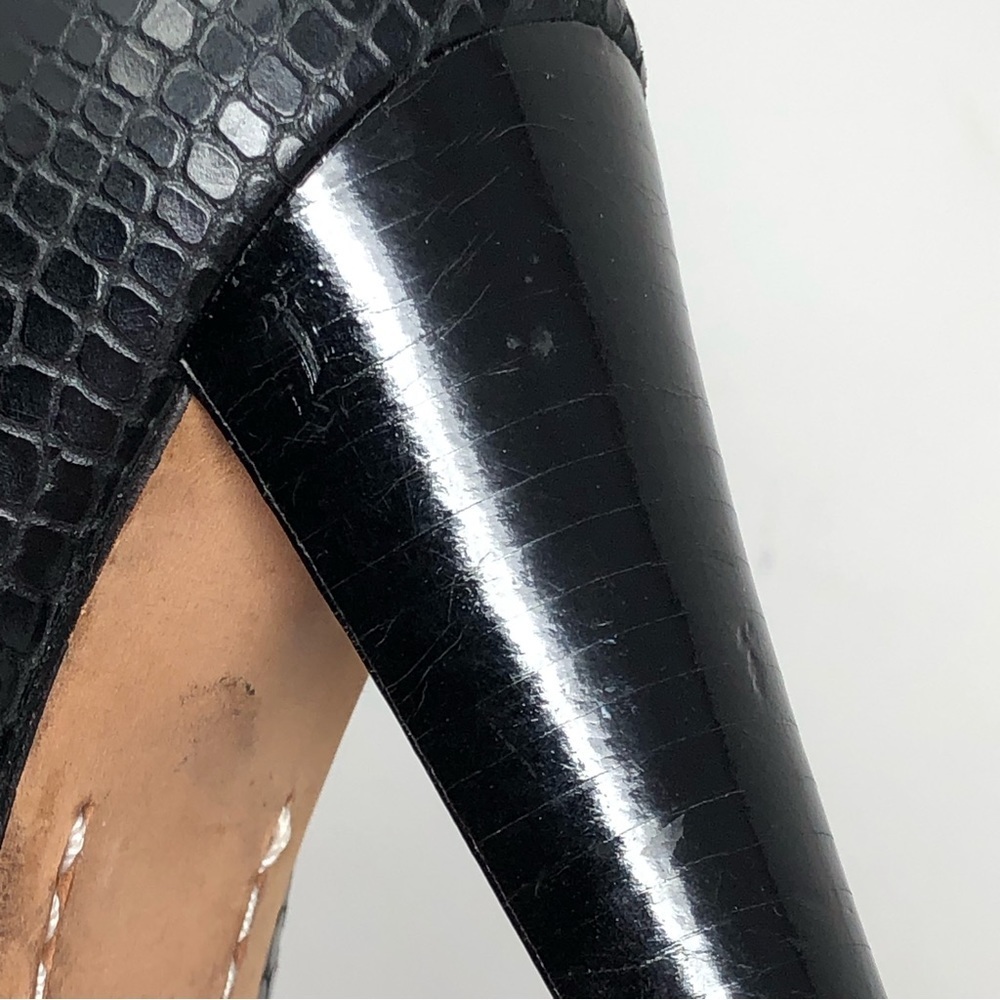 ALICE + OLIVIA 36 paige platform booties 0094  black snakeskin stiletto - Picture 12 of 16